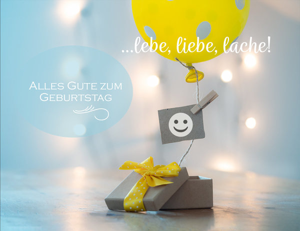 Geburtstagskarte ohne Spruch - Geschenk mit Luftballon